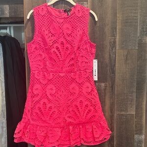 Aqua Bright Pink Lace Dress